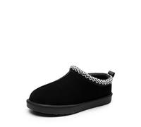 DREAM PAIRS Pantofole Comode da Donna in Vera Pelle per Interni ed Esterni, Carine e Calde Scarpe Invernali Slip-on, Morbide e in Memory Foam FuzzyEasy,Size 38,Nero,SDSL2412W