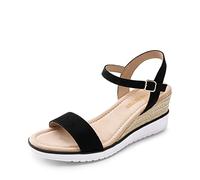 DREAM PAIRS Sandali Comodo Donna con Tacco a Zeppa Scarpe Classiche con Tacco a Punta Tonda con Fibbie e Cinturini Estivi