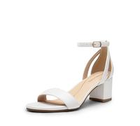 DREAM PAIRS Sandali con Tacco a Blocco e Cinturino alla Caviglia da Donna Eleganti Scarpe da Sposa e da Festa,Size 41.5,Bianco,DWUMHS2535