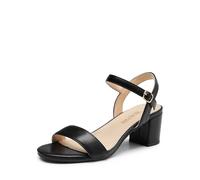 DREAM PAIRS Sandali con Tacco Alto da Donna Sandali Alla Moda con Tacco a Blocco Punta Aperta e Tacco a Pompa,Size 38.5,Nero-Pu,SDHS2412W