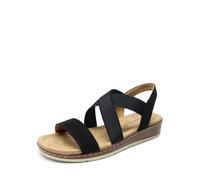 DREAM PAIRS Sandali con Zeppa Bassa da Donna Eleganti Comodi Estivi Casual Sandali Piatti per Camminare in Vacanza,Size 37,Camoscio-Nero,DWUMFS2505