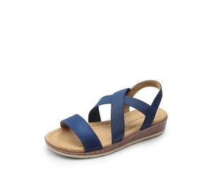 DREAM PAIRS Sandali con Zeppa Bassa da Donna Eleganti Comodi Estivi Casual Sandali Piatti per Camminare in Vacanza,Size 39,Marina Militare,DWUMFS2505