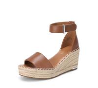 DREAM PAIRS Sandali con Zeppa da Donna Estive Comodi Sandali con Punta Aperta e Cinturino alla Caviglia per Lavoro Spiaggia,Size 38.5,Marrone,DWUMPS2505