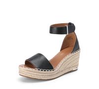 DREAM PAIRS Sandali con Zeppa da Donna Estive Comodi Sandali con Punta Aperta e Cinturino Alla Caviglia per Lavoro Spiaggia,Size 40.5,Nero,DWUMPS2505