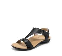 DREAM PAIRS Sandali da Donna Comode Scarpe Basse con Supporto Plantare per Camminare Spiaggia Viaggi,Size 43,Tutto Nero,DWUMFS2508