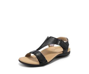 DREAM PAIRS Sandali da Donna Comode Scarpe Basse con Supporto Plantare per Camminare Spiaggia Viaggi,Size 39,Nero,DWUMFS2508