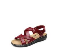 DREAM PAIRS Sandali da donna con supporto dell'arco plantare comodo aperto Toe Dress Flats Sandali da passeggio per l'estate, Rosso, 37.5 EU