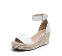 DREAM PAIRS Sandali Donna Zeppa Estivi Comodi | Zeppa 3 pollici, piattaforma in rafia, cinturino singolo, soletta in PU, suola TPR antiscivolo, per lavoro e spiaggia.