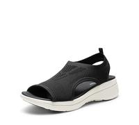 DREAM PAIRS Sandali Sportivi da Donna Lavorati a Maglia Scarpe Basse Traspiranti con Suola in EVA Leggera per Camminare Spiaggia Viaggi,Size 38.5,Nero Bianco,DWUMST2508