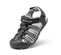 DREAM PAIRS Sandali Sportivi Estivi da Esterno per Ragazzi e Ragazze Sandali da Escursionismo Spiaggia Casual Regolabili Multicolore,Size 33.5,Nero/Grigio,171111-K
