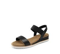 DREAM PAIRS Sandalo a Zeppa da Donna Scarpe con Tacco Basso Espadrillas Classiche con Punta Arrotondata con Fibbie e Cinturini Estate,Size 43,Nero,SDPW2310W-E
