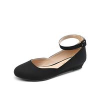 DREAM PAIRS Scarpe Basse da Balletto morbide e Confortevoli con Punta a Punta da Donna,Size 41,Camoscio-Nero,REVONA-E