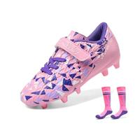 DREAM PAIRS Scarpe Calcio Bambino Unisex | Tomaia morbida e resistente all'usura per un controllo palla ottimale, con supporto al tallone imbottito e chiusura a
