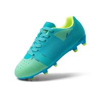 DREAM PAIRS Scarpe da Calcio per Ragazzi e Ragazze Scarpe da Ginnastica con Punte Lunghe Scarpe da Allenamento Atletico per Corsa Calcio Indoor e Outdoor,Size 36,Blu/Verde Neon,SDSO224K