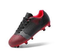 DREAM PAIRS Scarpe da Calcio per Ragazzi e Ragazze Scarpe da Ginnastica con Punte Lunghe Scarpe da Allenamento Atletico per Corsa Calcio Indoor e Outdoor,Size 36,Nero Rosso,SDSO224K