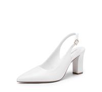 DREAM PAIRS Scarpe da Donna con Tacco, Slingback Donna con Punta Affilata e Tacchi Spessi da Lavoro, Ufficio, Sposa e Feste,Size 40,Bianco,SDPU26013W