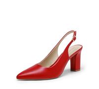 DREAM PAIRS Scarpe da Donna con Tacco, Slingback Donna con Punta Affilata e Tacchi Spessi da Lavoro, Ufficio, Sposa e Feste,Size 38,Rosso,SDPU26013W