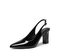 DREAM PAIRS Scarpe da Donna con Tacco, Slingback Donna con Punta Affilata e Tacchi Spessi da Lavoro, Ufficio, Sposa e Feste,Size 40,Nero-Pat,SDPU26013W