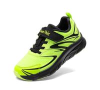 DREAM PAIRS Scarpe da ginnastica per bambini e bambine, da tennis, atletica, corsa, palestra, scuola, per bambini piccoli, Verde fluo/Nero, 5 Big Kid