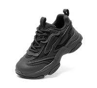 DREAM PAIRS Scarpe da ginnastica per bambini e ragazze, con suola in gelatina, con lacci, scarpe da passeggio leggere per ragazze, interamente nero, 5 Big Kid