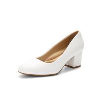 DREAM PAIRS Scarpe da Sera con Tacco Basso e Blocco da Donna Comode e Classiche con Tacco Alto,Size 37,Bianco-Pu,SDPU2462W