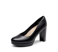DREAM PAIRS Scarpe Eleganti da Donna con Tacco Alto e Plateau per Lavoro e Business,Size 38.5,Nero-Pu,DWUMPU2505