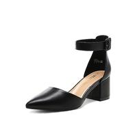 DREAM PAIRS Scarpe Tacco Pump per Donna Comode Eleganti Scarpe Décolleté con Tacco Grosso e Punta,Size 41,Nero/Pu,ANNEE