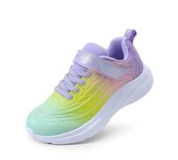 DREAM PAIRS Sneakers Bambini Corsa,Verde/Giallo/Viola,32