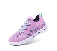 DREAM PAIRS Sneakers per Bambine e Bambini Senza Lacci Tessuto Traspirante Scarpe Sportive da Corsa Slip On,Size 28.5,Viola/Verde,SDFS2317K