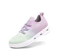 DREAM PAIRS Sneakers per Bambine e Bambini Senza Lacci Tessuto Traspirante Scarpe Sportive da Corsa Slip On,Size 33.5,Viola/Verde Menta,SDFS2317K