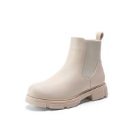 DREAM PAIRS Stivaletti Chelsea da Donna Stivaletti Alla Caviglia da Donna Foderati con Materiale in Pelliccia Sintetica per Calore e Comfort,Size 38,Beige,DWEMAB2501
