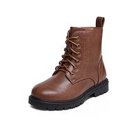 DREAM PAIRS Stivali Combat Bambina Impermeabili,Marrone/Pu,28