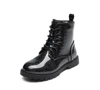 DREAM PAIRS Stivali Combat Bambina Impermeabili,Nero,33.5