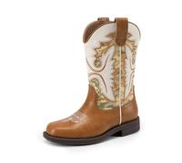 DREAM PAIRS Stivali da cowboy per bambini con punta quadrata, Cammello/Camo, 3 Little Kid