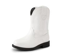 DREAM PAIRS Stivali da cowboy per bambini, con punta quadrata in stile western, a metà polpaccio, Bianco, 11 Little Kid