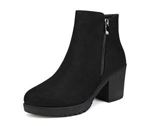 DREAM PAIRS Stivali da Donna Stivaletti alla Caviglia con Tacco Grosso con Zip Laterale,Size 40.5,Nero,Z0EY-2
