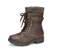 DREAM PAIRS Stivali da Equitazione per Ragazzi e Ragazze Stivaletti da Combattimento alla Moda Autunnali per Bambini Stivali Invernali a metà Polpaccio,Size 37.5,Marrone
