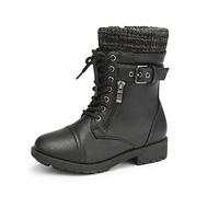 DREAM PAIRS Stivali da Equitazione per Ragazzi e Ragazze Stivaletti da Combattimento alla Moda Autunnali per Bambini Stivali Invernali a metà Polpaccio,Size 33.5,Nero