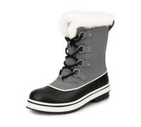 DREAM PAIRS Stivali da Neve Donna Stivali Impermeabili e Caldi da Donna con Lacci Stivali Invernali da Donna a metà Polpaccio,Size 38,Grigio-Scuro,SDSB2412W