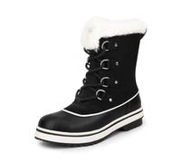 DREAM PAIRS Stivali da Neve Donna Stivali Impermeabili e Caldi da Donna con Lacci Stivali Invernali da Donna a metà Polpaccio,Size 38,Nero,SDSB2412W
