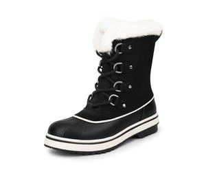 DREAM PAIRS Stivali da Neve Donna Stivali Impermeabili e Caldi da Donna con Lacci Stivali Invernali da Donna a metà Polpaccio,Size 41.5,Nero,SDSB2412W