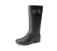 DREAM PAIRS Stivali da Pioggia da Donna Alti Fino al Ginocchio da Donna con Fibbia Laterale Wellington Stivali di Gomma,Size 40,Nero,DWEMRB2503