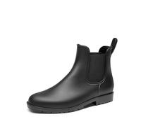 DREAM PAIRS Stivali da Pioggia Donna Chelsea Stivali Corti Impermeabili Elastici Slip On Leggeri Comodi Scarpe da Giardino All'aperto,Size 38,Nero,SDRB2413W