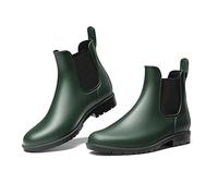 DREAM PAIRS Stivali da Pioggia Donna Chelsea Wellington Rain Boots Impermeabili Stivaletti Elastico Outdoor Ankle Boot,Size 39,Verde/Oliva,SDRB2201W-E