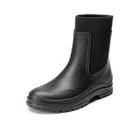 DREAM PAIRS stivali da pioggia impermeabili comodi stivali di gomma da donna stivali Chelsea di media altezza con suola antiscivolo,Size 36,Nero,SDRB2406W-E