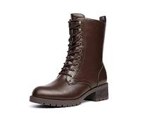DREAM PAIRS Stivali da Stringati a metà Polpaccio da Donna Scarpe Autunno Inverno Comodi Stivali da Combattimento alla Moda con Cerniera da Donna,Size 36,Marrone,DMB214-E