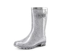DREAM PAIRS Stivali di Gomma da Donna Scarpe da Pioggia Alti di Moda per Uso Esterno,Size 39,Argento,DWEMRB2507
