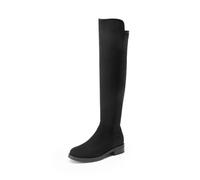 DREAM PAIRS Stivali Donna Overknee Stivali Classici da Donna sopra Il Ginocchio con Tacco Basso,Size 36.5,Camoscio-Nero,SDOB2409W