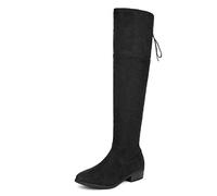 DREAM PAIRS Stivali Donna Sopra Ginocchio | Eco-pelle scamosciata, mezza zip, lacci regolabili, soletta in lattice, fodera traspirante, stile elegante.