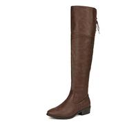 DREAM PAIRS Stivali Donna Sopra Ginocchio | Eco-pelle scamosciata, mezza zip, lacci regolabili, soletta in lattice, fodera traspirante, stile elegante.